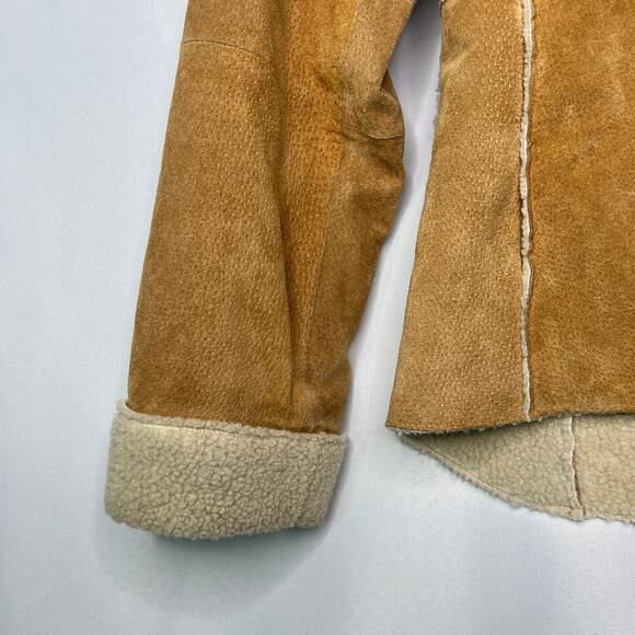 EMC Brown Leather Suede Zip Fur Lined Jacket Size Medium - Picture 5 of 14